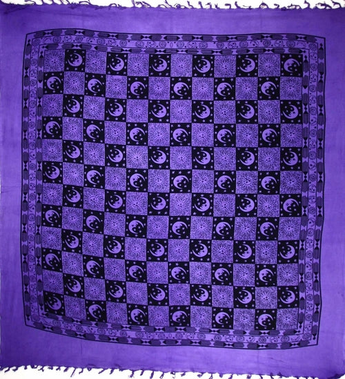 Celestial Checkerboard Cotton Tapestry