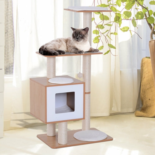 The Soft Perch Cat Tree | 47” Modern Wood Cat Condo