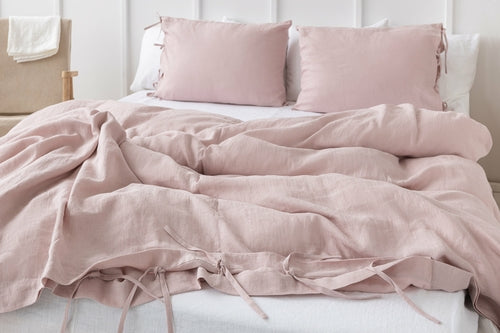 Rose Aura Linen Pillow Cover