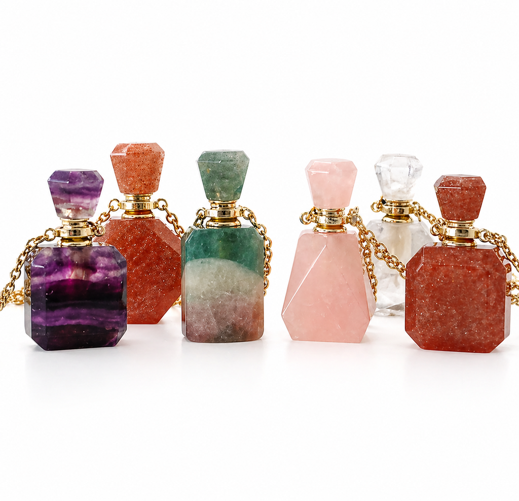 Healing Crystal Aromatherapy Bottle Necklace