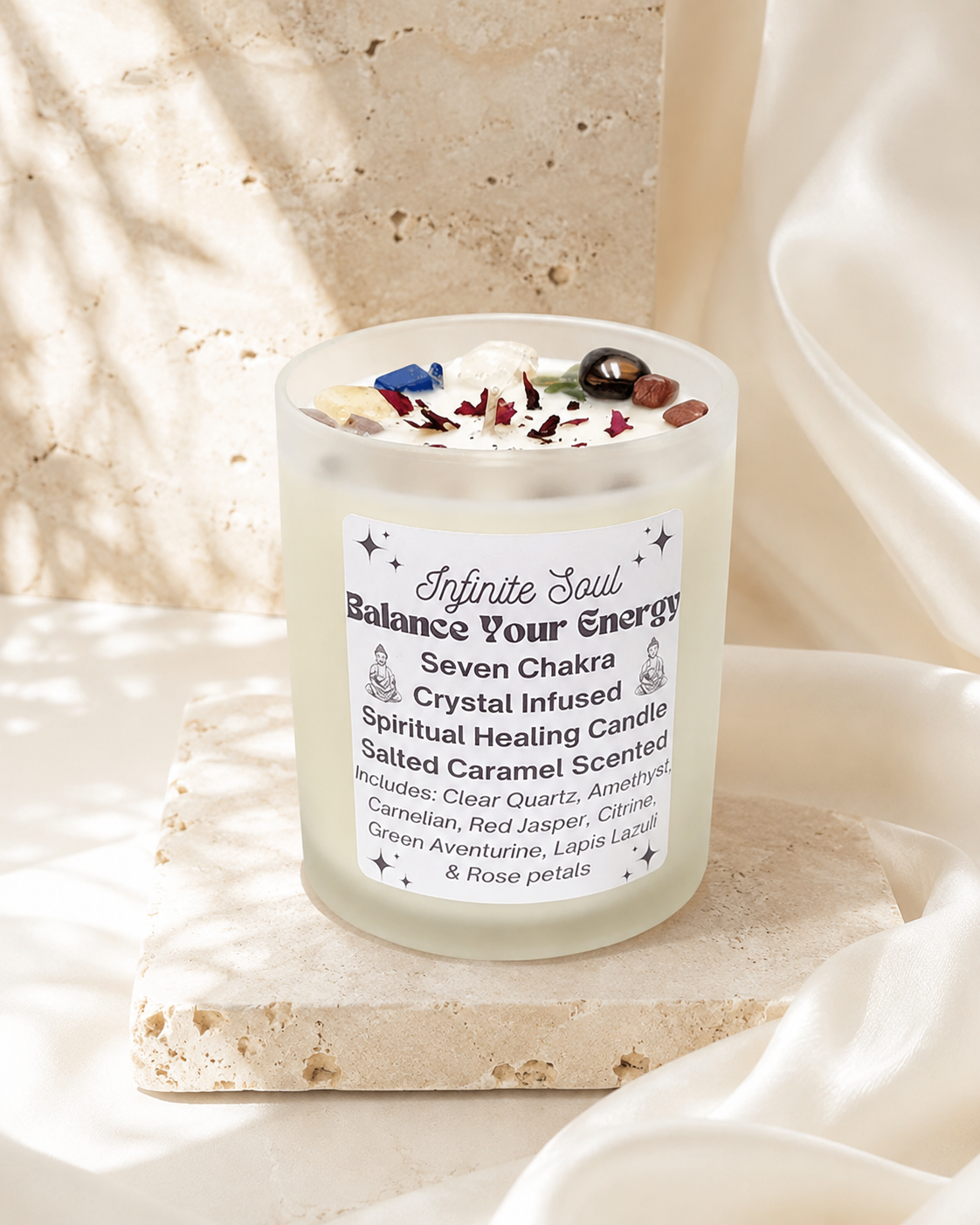Seven Chakra Crystal Soy Candle – Salted Caramel