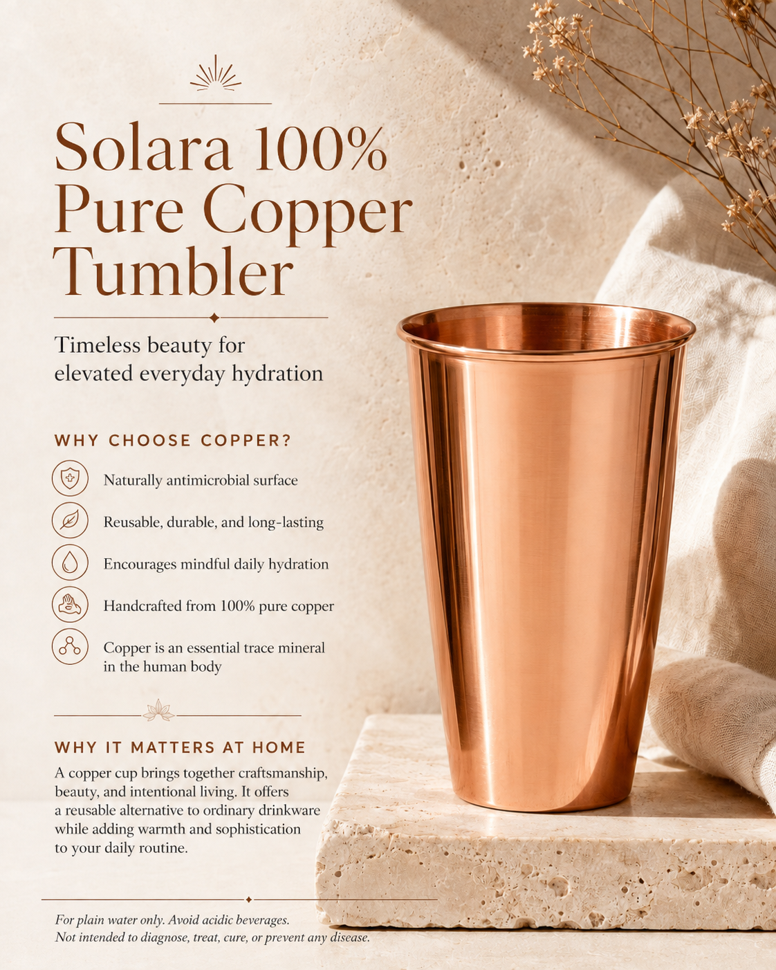 Solara 100% Pure Copper Tumbler