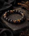 Black Lava & Tiger Eye Copper Spacer Bracelet