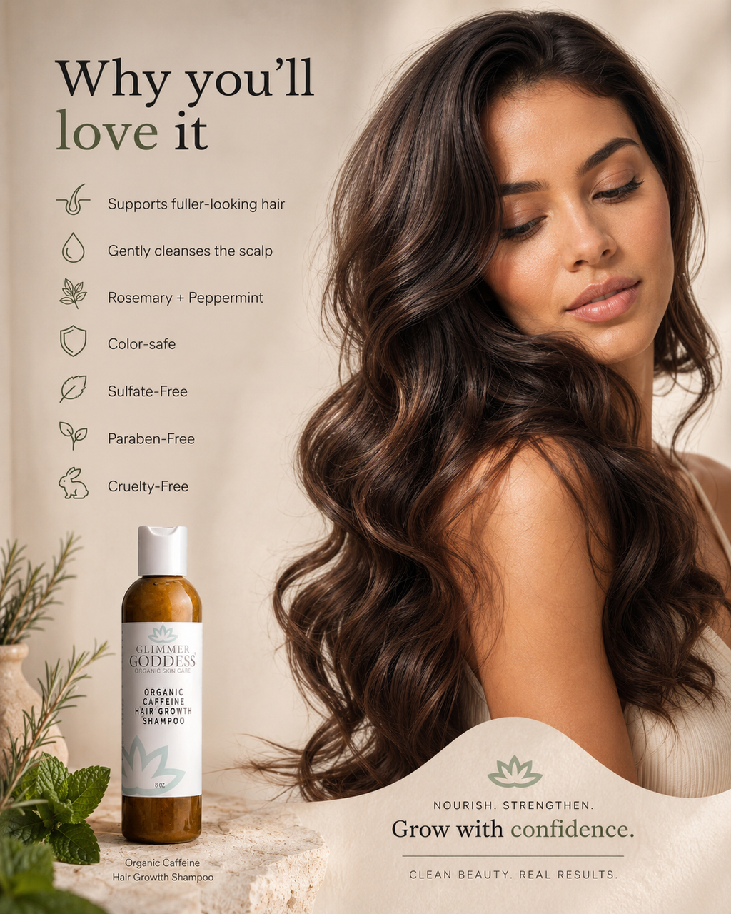Organic Caffeine Hair Growth Shampoo | Rosemary & Peppermint
