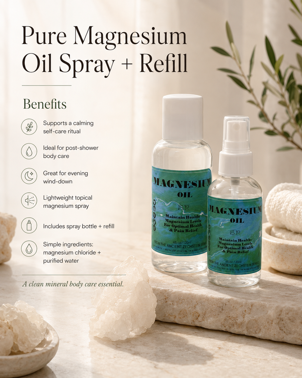 Pure Magnesium Oil Spray + Refill