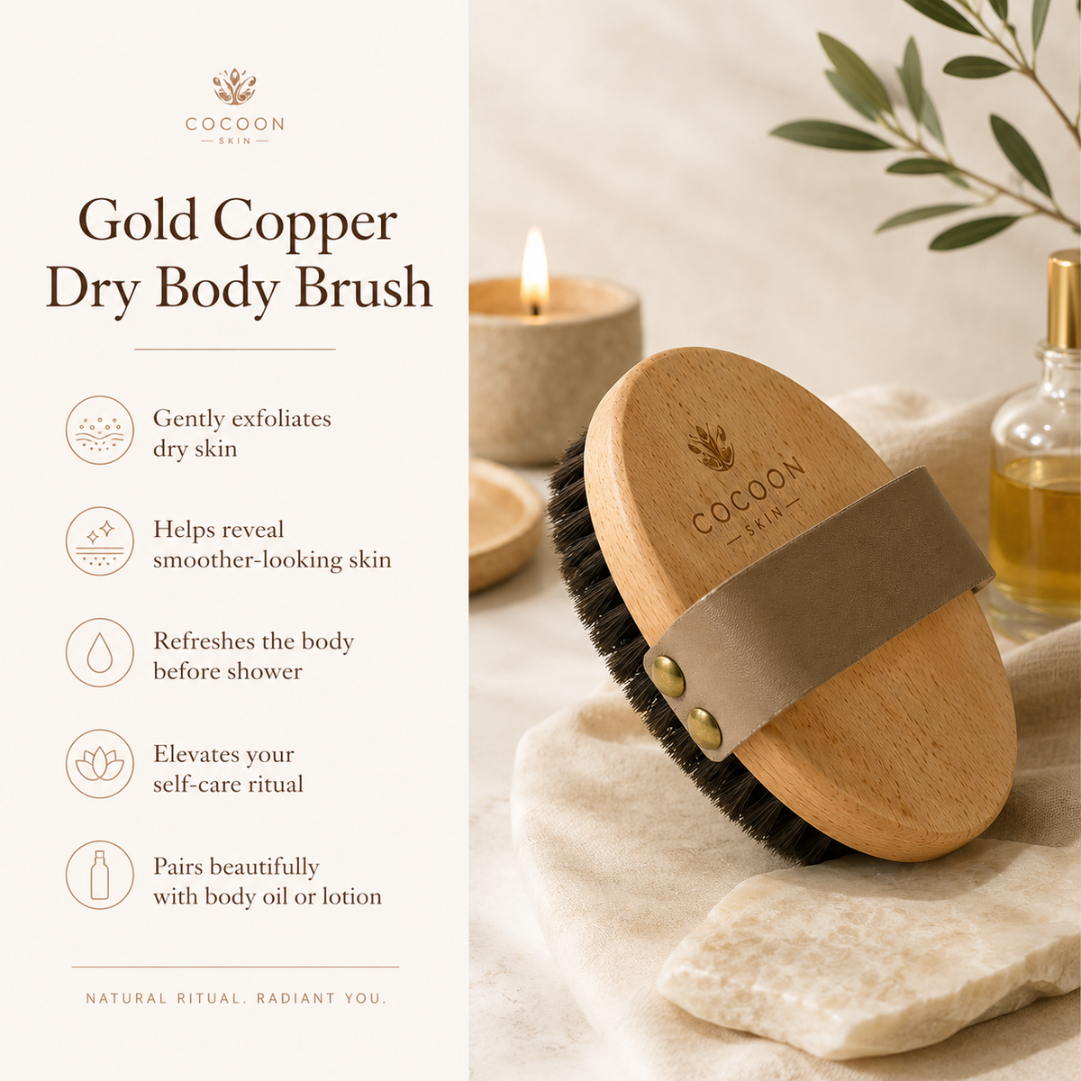 Gold Copper Dry Body Brush