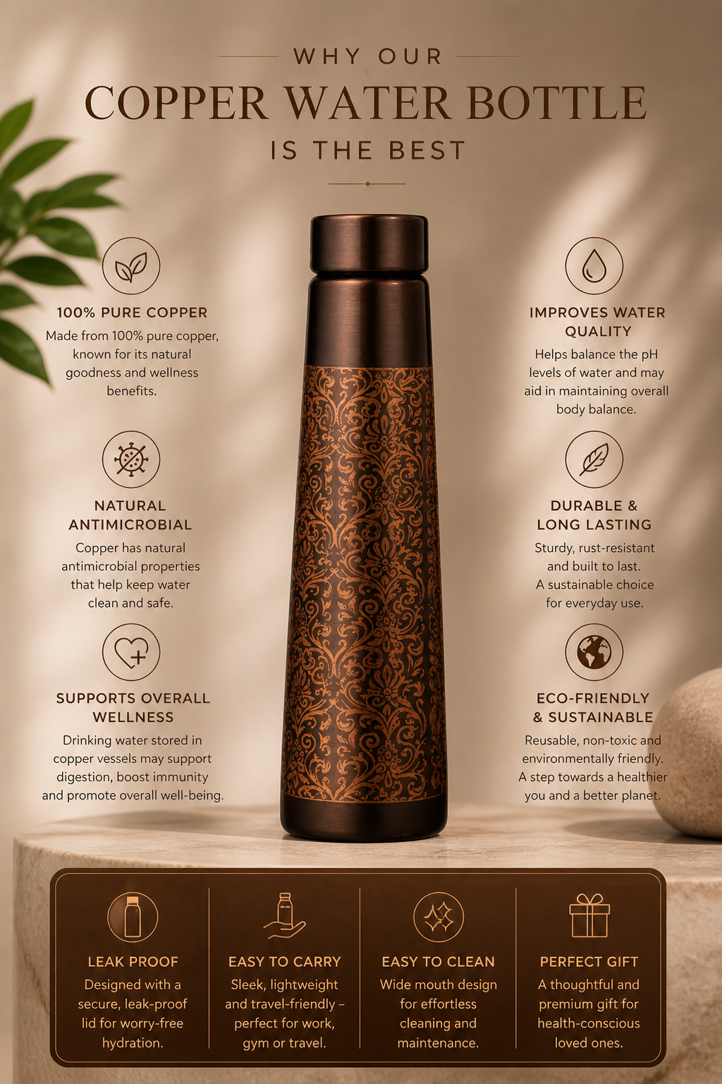 Aurea Copper Elixir Bottle – 950ml