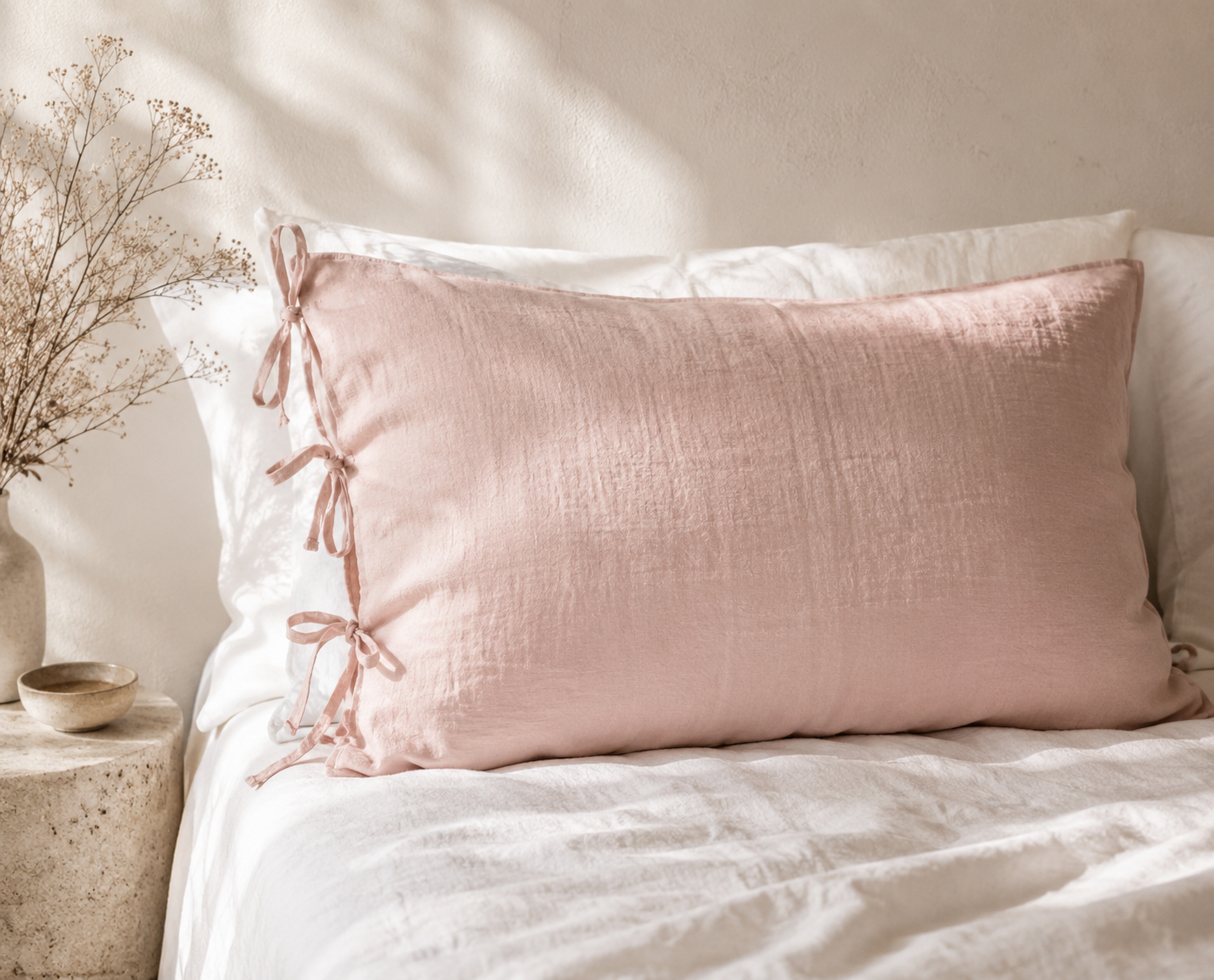 Rose Aura Linen Pillow Cover