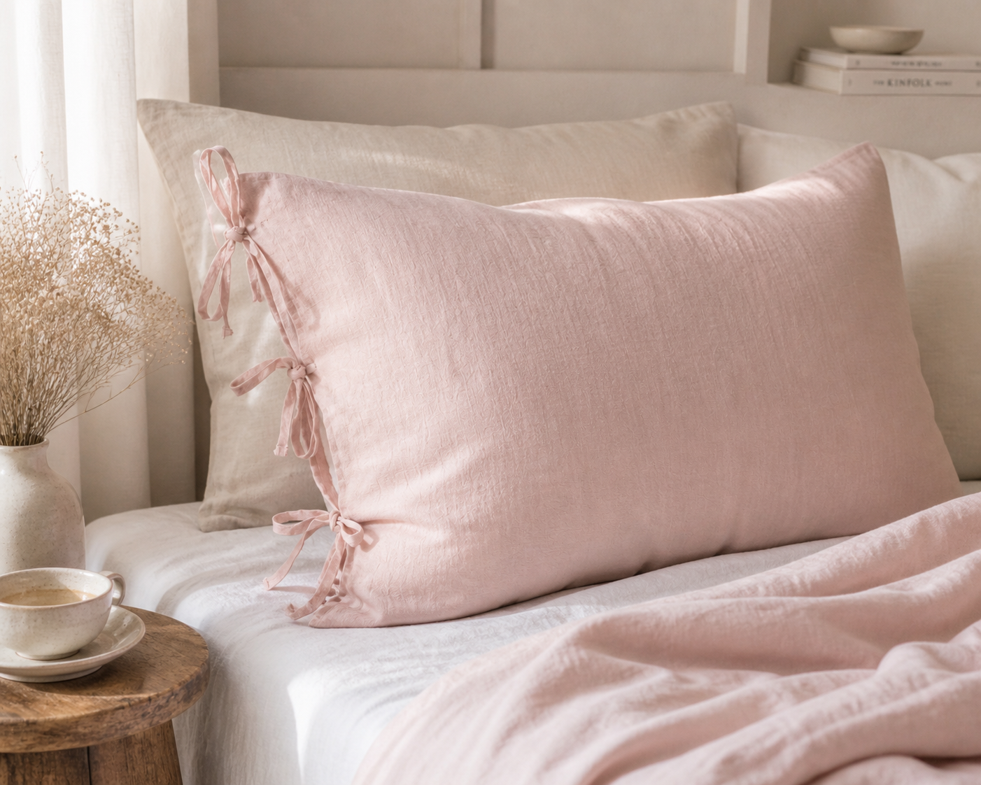Rose Aura Linen Pillow Cover