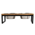 Mango Wood Elevated Pet Feeder | Stainless Steel Double Bowls M