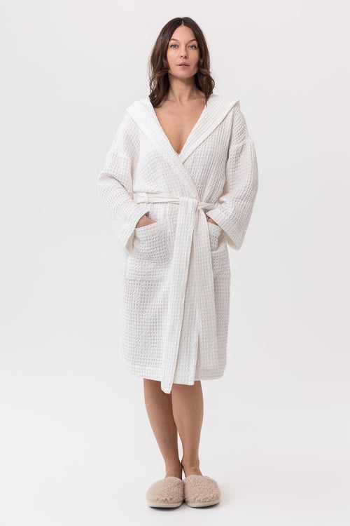 European Linen Waffle Hooded Robe