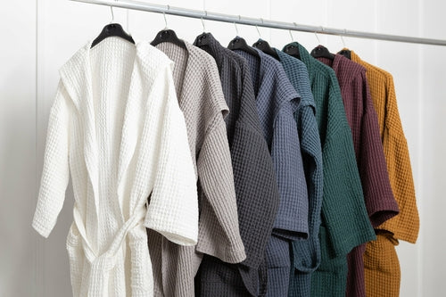 European Linen Waffle Hooded Robe
