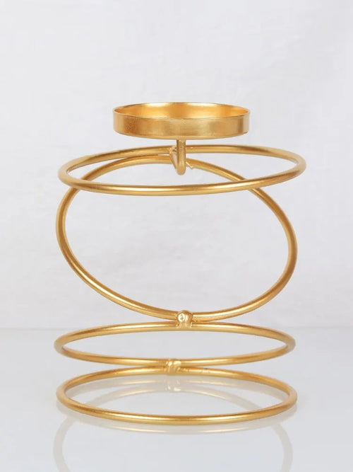 Sculptural Gold Metal Candle Holder | Large