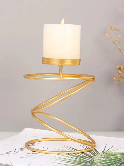 Sculptural Gold Metal Candle Holder | Large