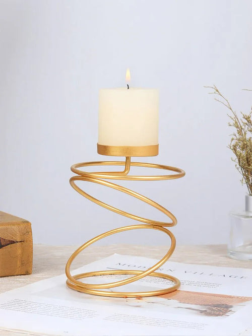 Sculptural Gold Metal Candle Holder | Large