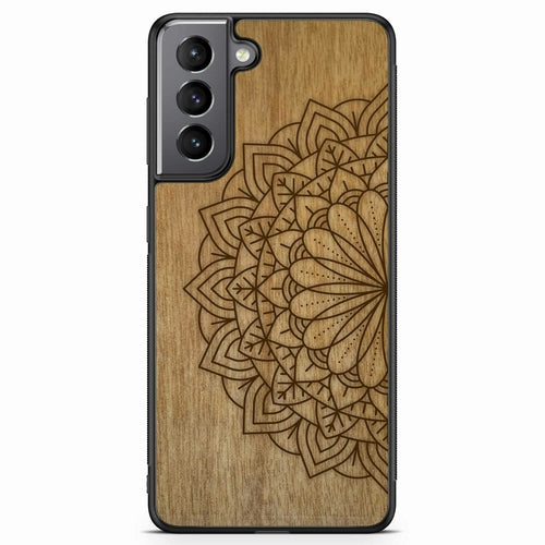 Sacred Mandala Wood MagSafe Phone Case Samsung Galaxy S22 Plus