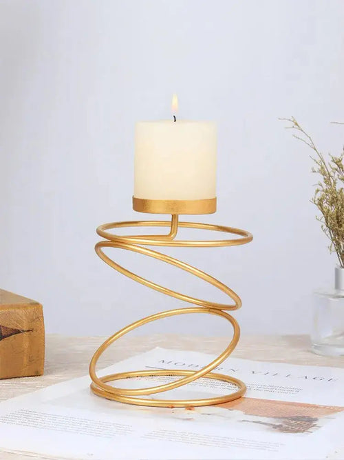 Sculptural Gold Metal Candle Holder | Large