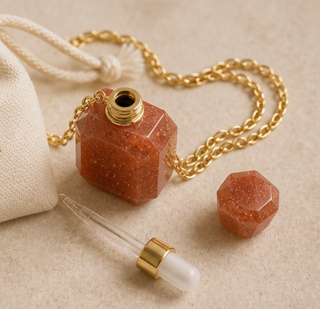 Healing Crystal Aromatherapy Bottle Necklace