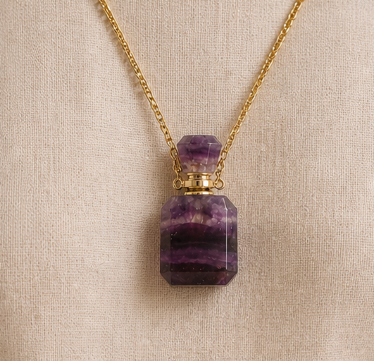 Healing Crystal Aromatherapy Bottle Necklace