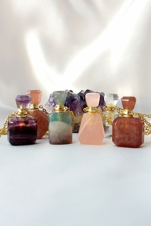 Healing Crystal Aromatherapy Bottle Necklace