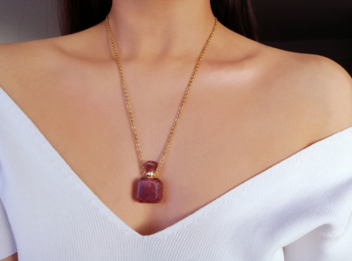Healing Crystal Aromatherapy Bottle Necklace