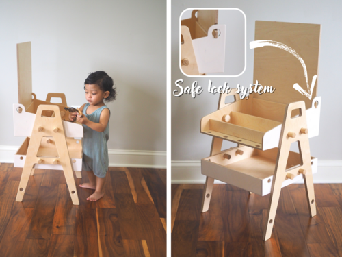 Montessori Art Table | Chalkboard + Storage Chair Set