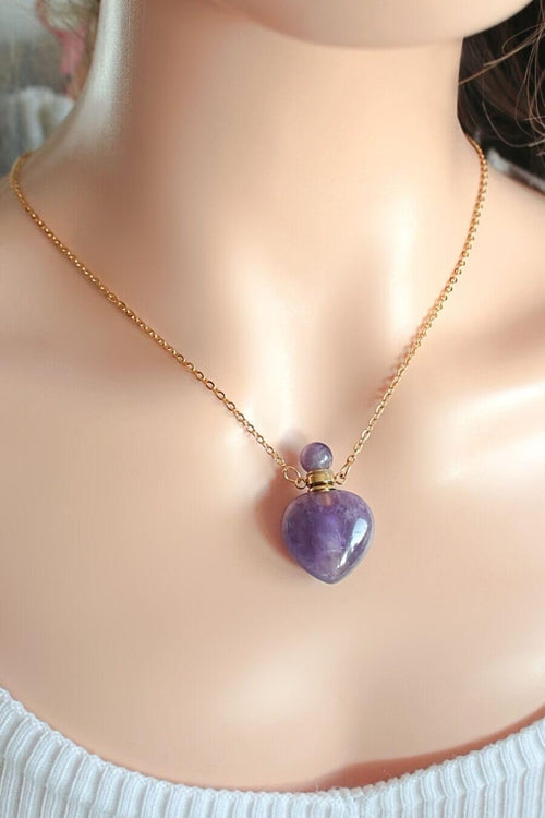 Heart Crystal Bottle Necklace