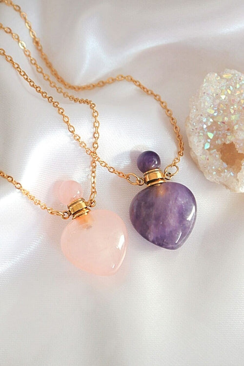 Heart Crystal Bottle Necklace