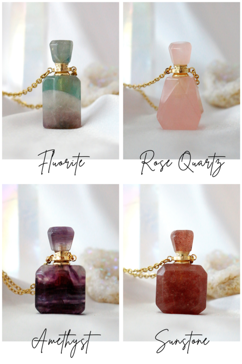 Healing Crystal Aromatherapy Bottle Necklace