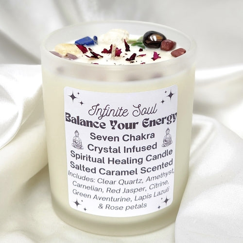 Seven Chakra Crystal Soy Candle – Salted Caramel