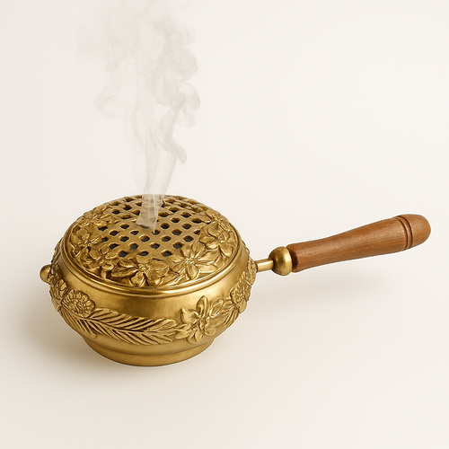 Sculptural Golden Incense Burner | Dhoop + Resin Holder