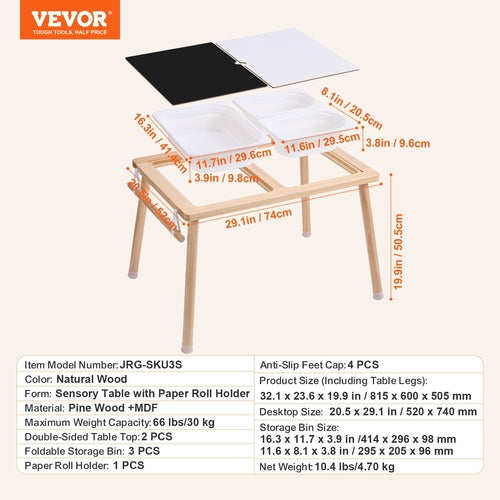 Kids Sensory Activity Table with Paper Roll